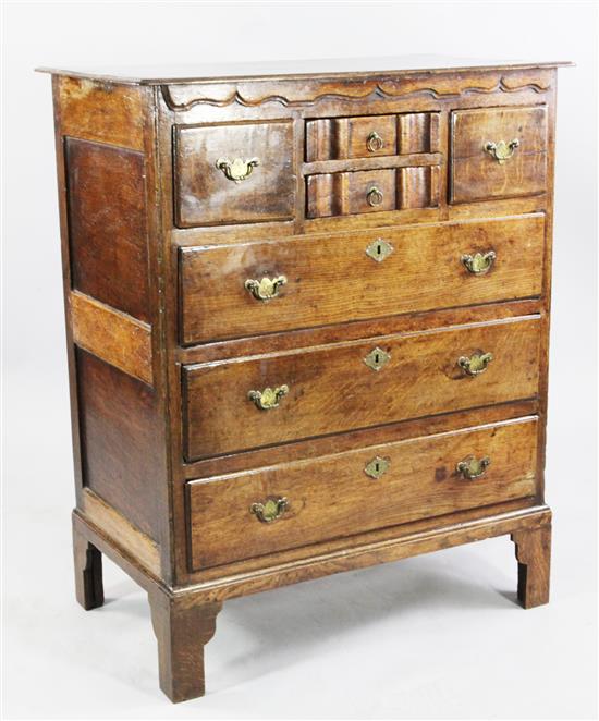 An 18th century oak chest, W.2ft 6in.